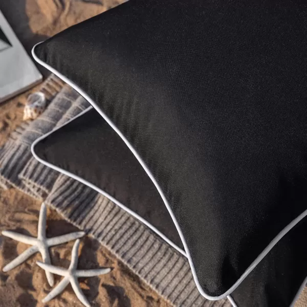 Phantoscope Pack of 2 Outdoor Waterproof Throw Pillow Covers Decorative Square Cushion Case Patio Pillows for Couch Tent Sunbrella 18x18 YellowBlack