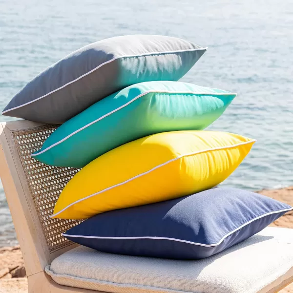 Phantoscope Pack of 2 Outdoor Waterproof Throw Pillow Covers Decorative Square Cushion Case Patio Pillows for Couch Tent Sunbrella 18x18 YellowBlack