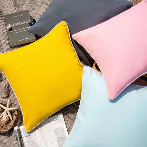 Phantoscope Pack of 2 Outdoor Waterproof Throw Pillow Covers Decorative Square Cushion Case Patio Pillows for Couch Tent Sunbrella 18x18 YellowBlack