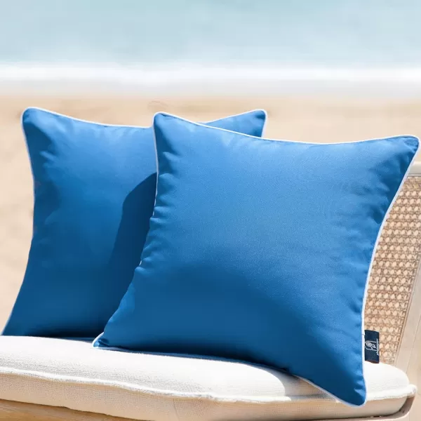 Phantoscope Pack of 2 Outdoor Waterproof Throw Pillow Covers Decorative Square Cushion Case Patio Pillows for Couch Tent Sunbrella 18x18 YellowBlue