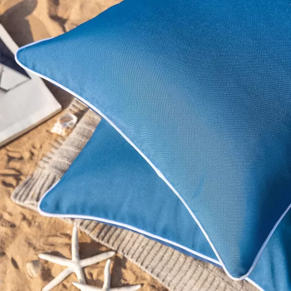 Phantoscope Pack of 2 Outdoor Waterproof Throw Pillow Covers Decorative Square Cushion Case Patio Pillows for Couch Tent Sunbrella 18x18 YellowBlue