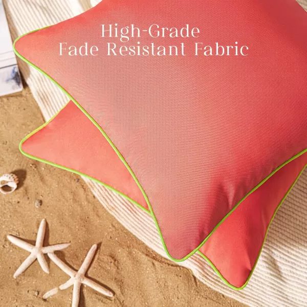 Phantoscope Pack of 2 Outdoor Waterproof Throw Pillow Covers Decorative Square Cushion Case Patio Pillows for Couch Tent Sunbrella 18x18 YellowBlush Pink