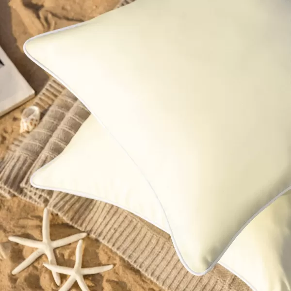 Phantoscope Pack of 2 Outdoor Waterproof Throw Pillow Covers Decorative Square Cushion Case Patio Pillows for Couch Tent Sunbrella 18x18 YellowCream Cheese