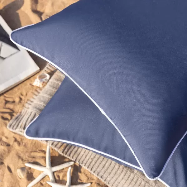 Phantoscope Pack of 2 Outdoor Waterproof Throw Pillow Covers Decorative Square Cushion Case Patio Pillows for Couch Tent Sunbrella 18x18 YellowDark Blue