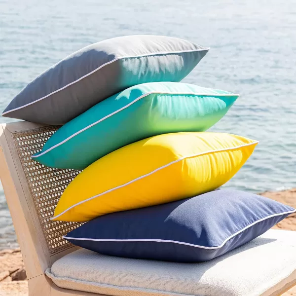 Phantoscope Pack of 2 Outdoor Waterproof Throw Pillow Covers Decorative Square Cushion Case Patio Pillows for Couch Tent Sunbrella 18x18 YellowDark Blue