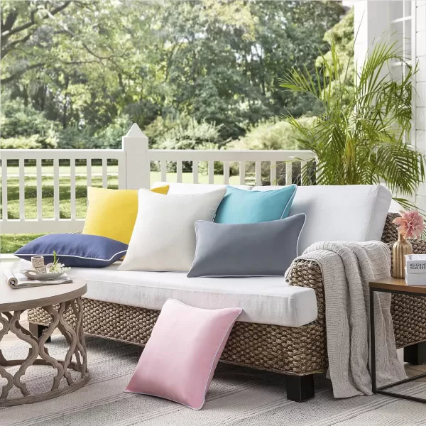 Phantoscope Pack of 2 Outdoor Waterproof Throw Pillow Covers Decorative Square Cushion Case Patio Pillows for Couch Tent Sunbrella 18x18 YellowDark Blue