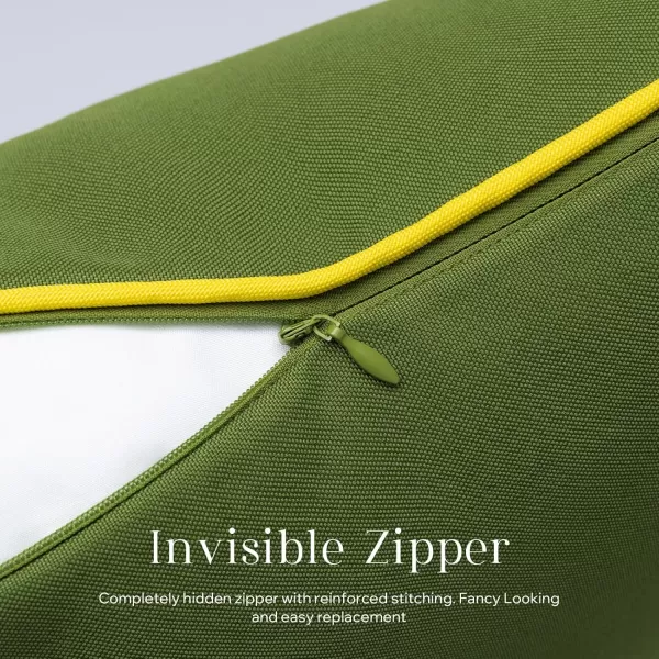 Phantoscope Pack of 2 Outdoor Waterproof Throw Pillow Covers Decorative Square Cushion Case Patio Pillows for Couch Tent Sunbrella 18x18 YellowDark Green