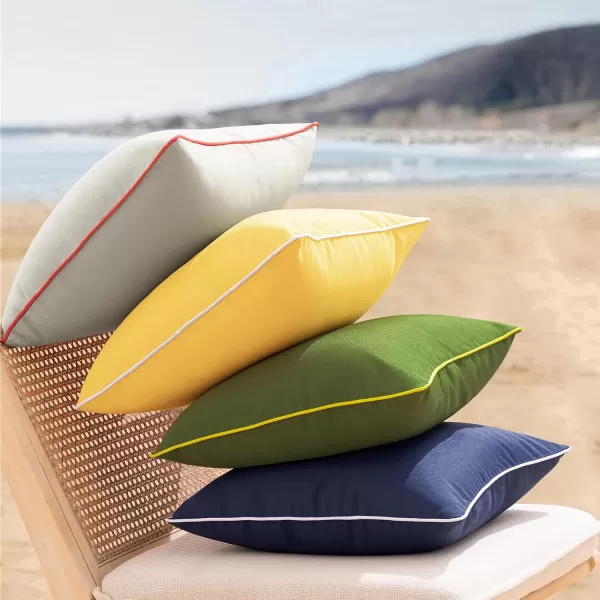 Phantoscope Pack of 2 Outdoor Waterproof Throw Pillow Covers Decorative Square Cushion Case Patio Pillows for Couch Tent Sunbrella 18x18 YellowDark Green