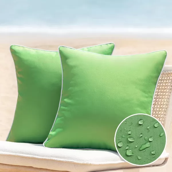 Phantoscope Pack of 2 Outdoor Waterproof Throw Pillow Covers Decorative Square Cushion Case Patio Pillows for Couch Tent Sunbrella 18x18 YellowForest Green