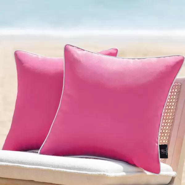 Phantoscope Pack of 2 Outdoor Waterproof Throw Pillow Covers Decorative Square Cushion Case Patio Pillows for Couch Tent Sunbrella 18x18 YellowHot Pink