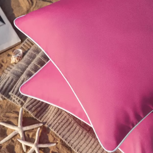 Phantoscope Pack of 2 Outdoor Waterproof Throw Pillow Covers Decorative Square Cushion Case Patio Pillows for Couch Tent Sunbrella 18x18 YellowHot Pink