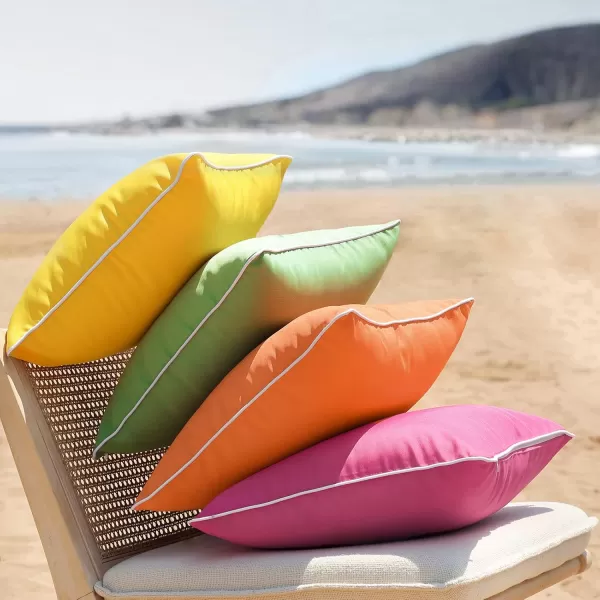 Phantoscope Pack of 2 Outdoor Waterproof Throw Pillow Covers Decorative Square Cushion Case Patio Pillows for Couch Tent Sunbrella 18x18 YellowHot Pink