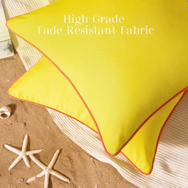 Phantoscope Pack of 2 Outdoor Waterproof Throw Pillow Covers Decorative Square Cushion Case Patio Pillows for Couch Tent Sunbrella 18x18 YellowLemon Yellow
