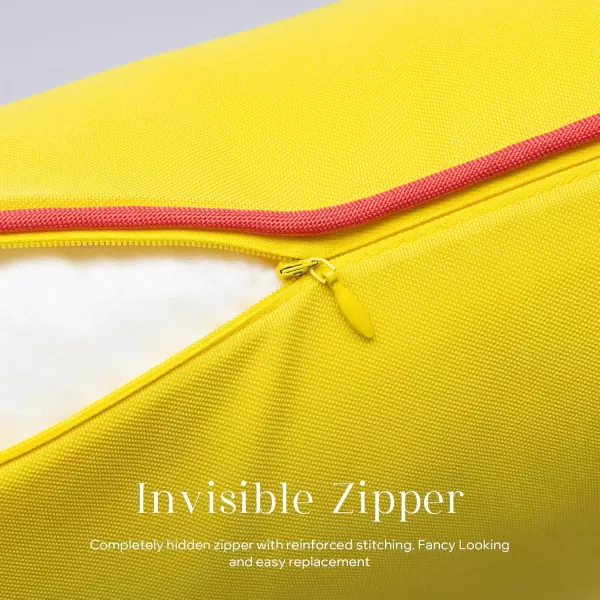 Phantoscope Pack of 2 Outdoor Waterproof Throw Pillow Covers Decorative Square Cushion Case Patio Pillows for Couch Tent Sunbrella 18x18 YellowLemon Yellow