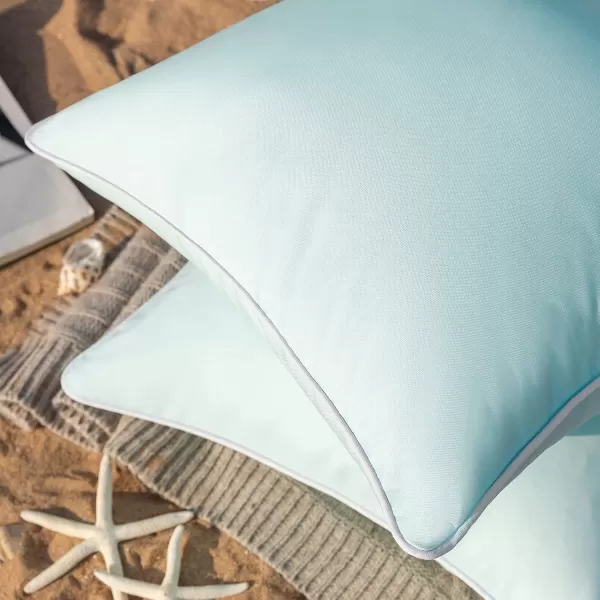 Phantoscope Pack of 2 Outdoor Waterproof Throw Pillow Covers Decorative Square Cushion Case Patio Pillows for Couch Tent Sunbrella 18x18 YellowLight Blue