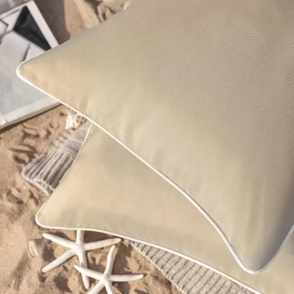 Phantoscope Pack of 2 Outdoor Waterproof Throw Pillow Covers Decorative Square Cushion Case Patio Pillows for Couch Tent Sunbrella 18x18 YellowLight Coffee