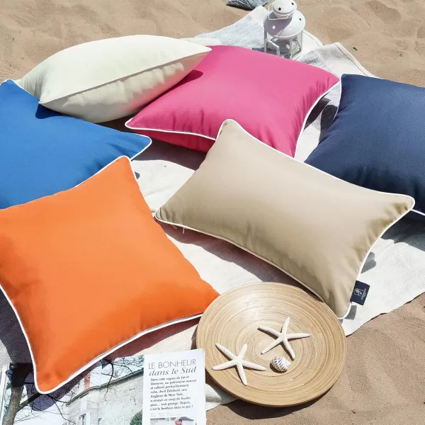 Phantoscope Pack of 2 Outdoor Waterproof Throw Pillow Covers Decorative Square Cushion Case Patio Pillows for Couch Tent Sunbrella 18x18 YellowLight Coffee