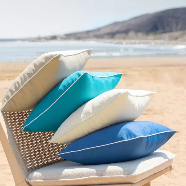 Phantoscope Pack of 2 Outdoor Waterproof Throw Pillow Covers Decorative Square Cushion Case Patio Pillows for Couch Tent Sunbrella 18x18 YellowLight Coffee