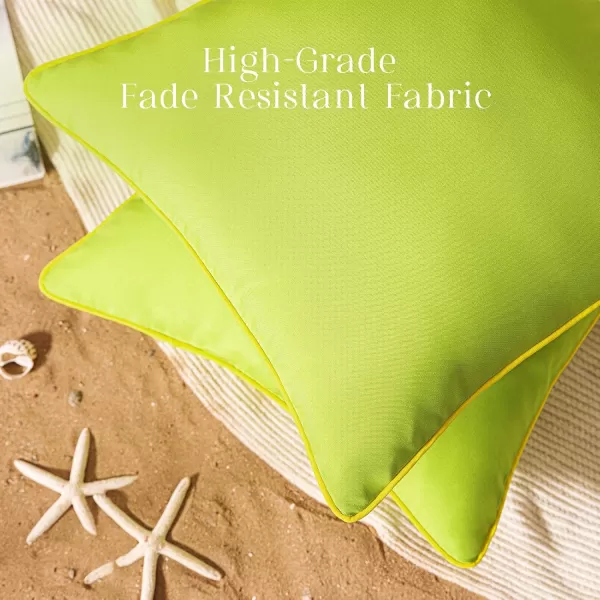 Phantoscope Pack of 2 Outdoor Waterproof Throw Pillow Covers Decorative Square Cushion Case Patio Pillows for Couch Tent Sunbrella 18x18 YellowLime Green