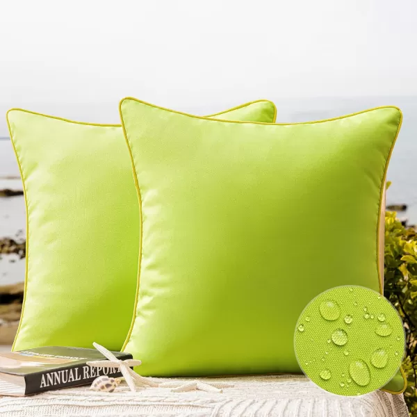 Phantoscope Pack of 2 Outdoor Waterproof Throw Pillow Covers Decorative Square Cushion Case Patio Pillows for Couch Tent Sunbrella 18x18 YellowLime Green