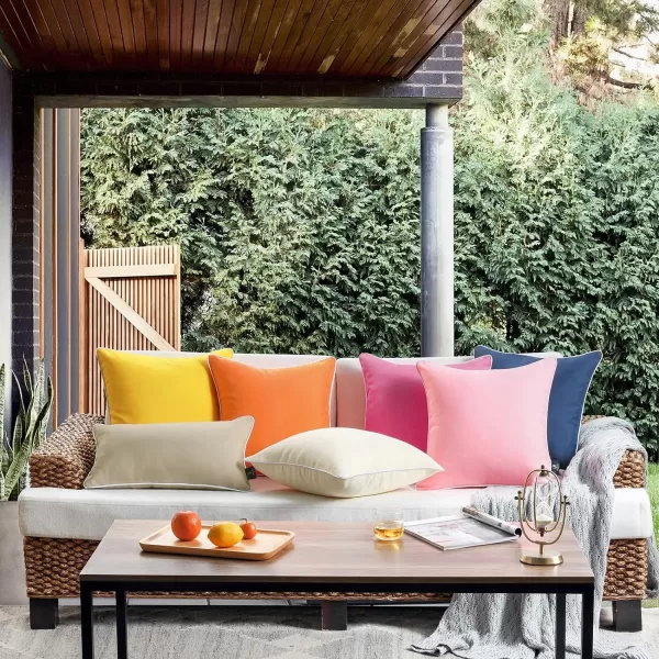 Phantoscope Pack of 2 Outdoor Waterproof Throw Pillow Covers Decorative Square Cushion Case Patio Pillows for Couch Tent Sunbrella 18x18 YellowOrange