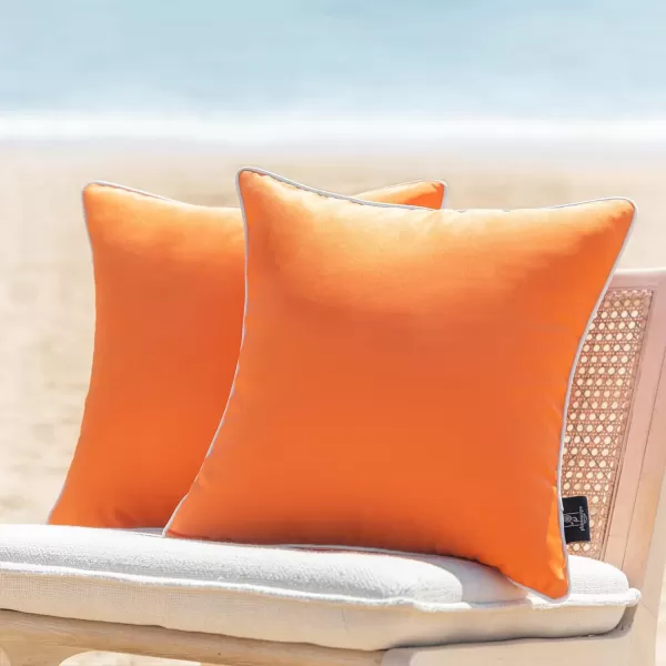 Phantoscope Pack of 2 Outdoor Waterproof Throw Pillow Covers Decorative Square Cushion Case Patio Pillows for Couch Tent Sunbrella 18x18 YellowOrange