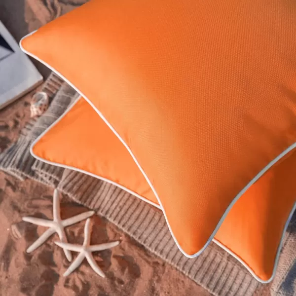 Phantoscope Pack of 2 Outdoor Waterproof Throw Pillow Covers Decorative Square Cushion Case Patio Pillows for Couch Tent Sunbrella 18x18 YellowOrange