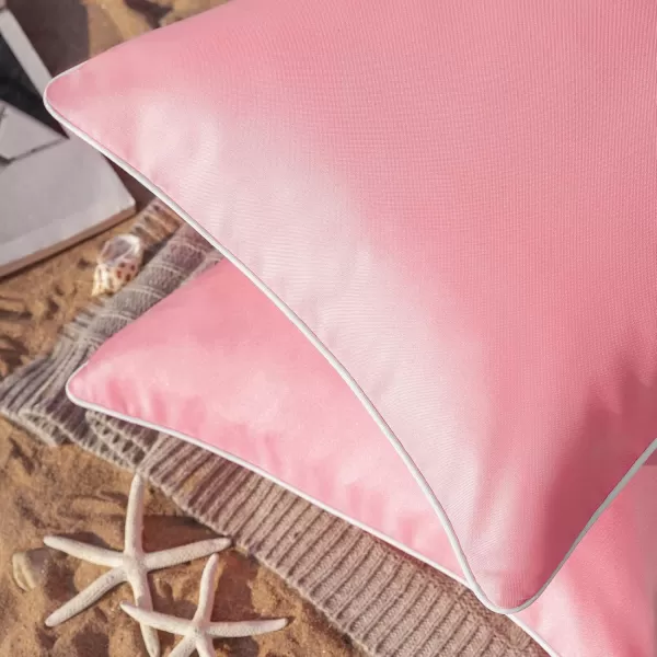 Phantoscope Pack of 2 Outdoor Waterproof Throw Pillow Covers Decorative Square Cushion Case Patio Pillows for Couch Tent Sunbrella 18x18 YellowPink