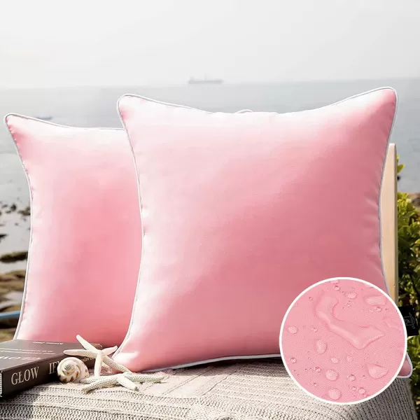 Phantoscope Pack of 2 Outdoor Waterproof Throw Pillow Covers Decorative Square Cushion Case Patio Pillows for Couch Tent Sunbrella 18x18 YellowPink