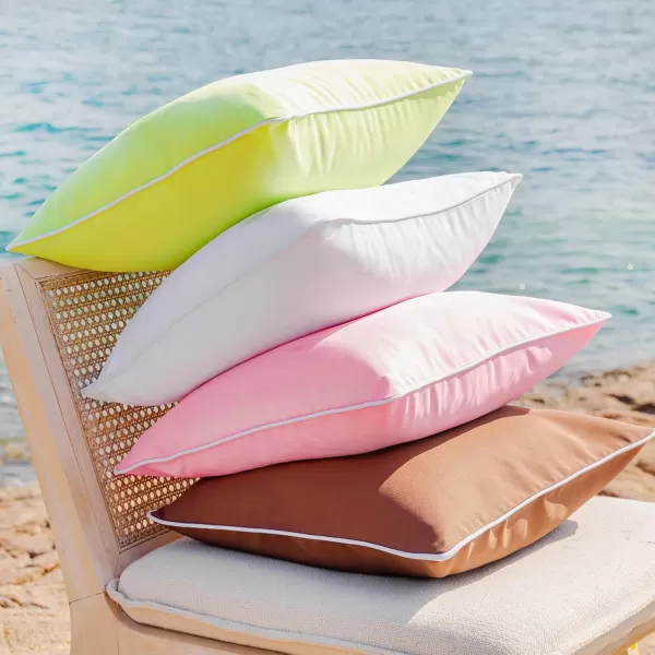 Phantoscope Pack of 2 Outdoor Waterproof Throw Pillow Covers Decorative Square Cushion Case Patio Pillows for Couch Tent Sunbrella 18x18 YellowPink
