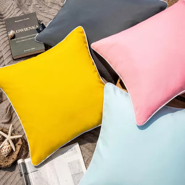 Phantoscope Pack of 2 Outdoor Waterproof Throw Pillow Covers Decorative Square Cushion Case Patio Pillows for Couch Tent Sunbrella 18x18 YellowPink