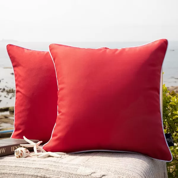 Phantoscope Pack of 2 Outdoor Waterproof Throw Pillow Covers Decorative Square Cushion Case Patio Pillows for Couch Tent Sunbrella 18x18 YellowRed