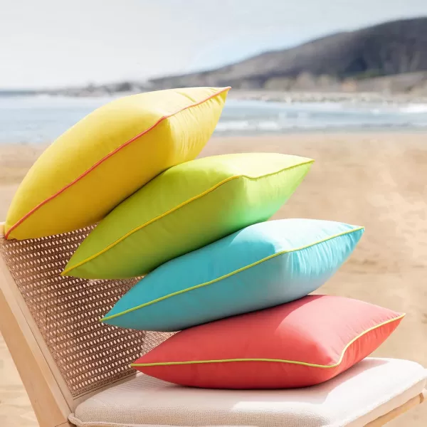 Phantoscope Pack of 2 Outdoor Waterproof Throw Pillow Covers Decorative Square Cushion Case Patio Pillows for Couch Tent Sunbrella 18x18 YellowSky Blue