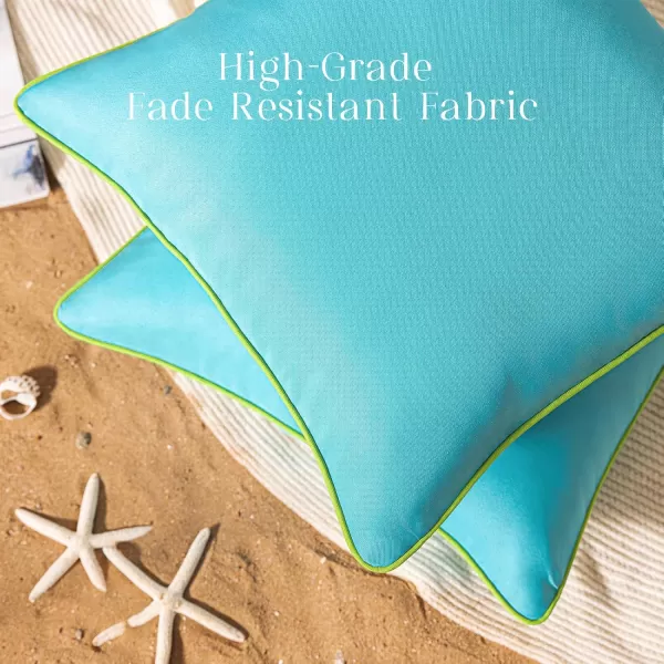 Phantoscope Pack of 2 Outdoor Waterproof Throw Pillow Covers Decorative Square Cushion Case Patio Pillows for Couch Tent Sunbrella 18x18 YellowSky Blue