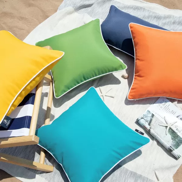 Phantoscope Pack of 2 Outdoor Waterproof Throw Pillow Covers Decorative Square Cushion Case Patio Pillows for Couch Tent Sunbrella 18x18 YellowTeal Blue