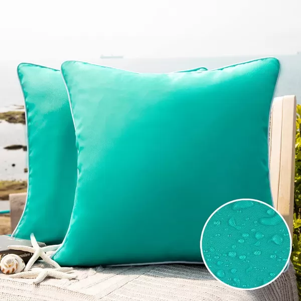 Phantoscope Pack of 2 Outdoor Waterproof Throw Pillow Covers Decorative Square Cushion Case Patio Pillows for Couch Tent Sunbrella 18x18 YellowTurquoise