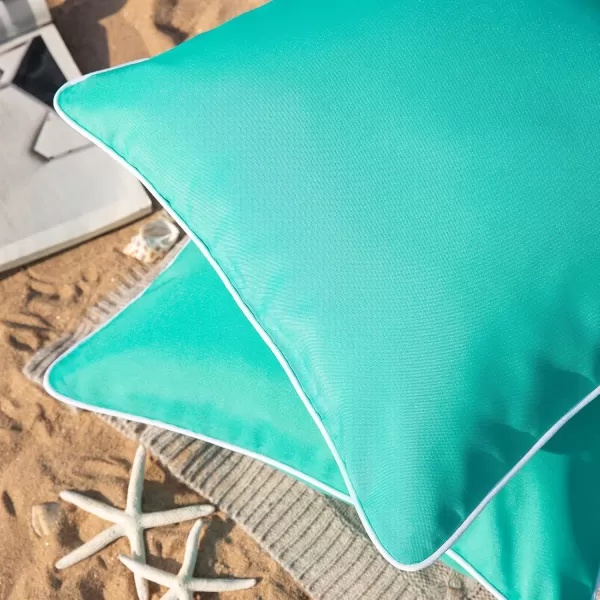 Phantoscope Pack of 2 Outdoor Waterproof Throw Pillow Covers Decorative Square Cushion Case Patio Pillows for Couch Tent Sunbrella 18x18 YellowTurquoise