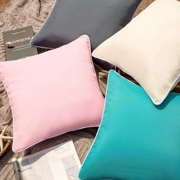 Phantoscope Pack of 2 Outdoor Waterproof Throw Pillow Covers Decorative Square Cushion Case Patio Pillows for Couch Tent Sunbrella 18x18 YellowTurquoise