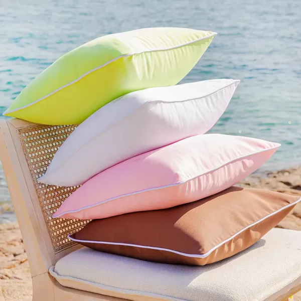 Phantoscope Pack of 2 Outdoor Waterproof Throw Pillow Covers Decorative Square Cushion Case Patio Pillows for Couch Tent Sunbrella 18x18 YellowWhite