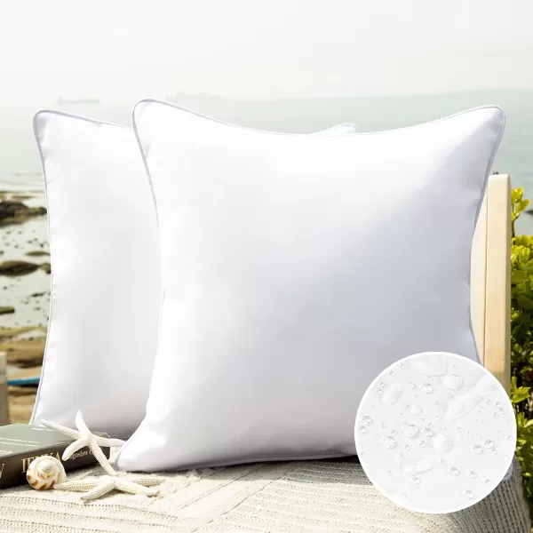 Phantoscope Pack of 2 Outdoor Waterproof Throw Pillow Covers Decorative Square Cushion Case Patio Pillows for Couch Tent Sunbrella 18x18 YellowWhite