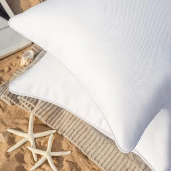 Phantoscope Pack of 2 Outdoor Waterproof Throw Pillow Covers Decorative Square Cushion Case Patio Pillows for Couch Tent Sunbrella 18x18 YellowWhite
