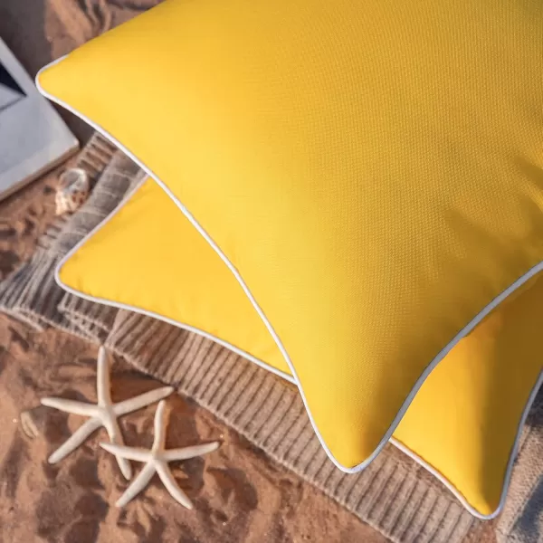 Phantoscope Pack of 2 Outdoor Waterproof Throw Pillow Covers Decorative Square Cushion Case Patio Pillows for Couch Tent Sunbrella 18x18 YellowYellow