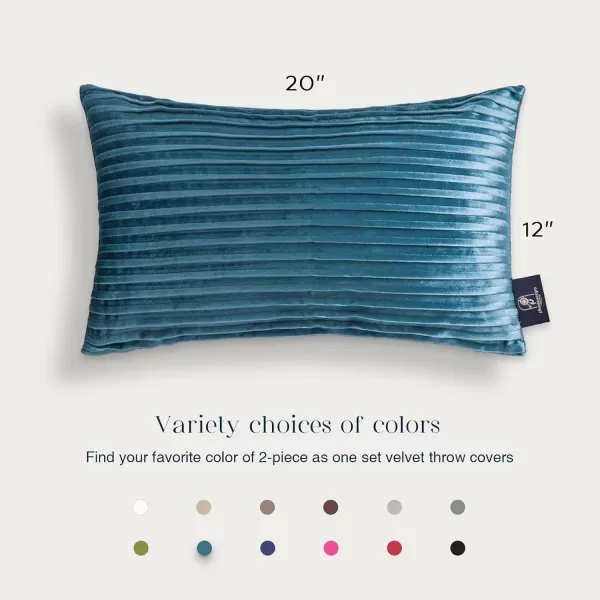 Phantoscope Pack of 2 Velvet Decorative Throw Pillow Covers  Crushed Velvet Handmade Pleated Design  Soft Solid Square Pillow Case for Couch Bed and Chair Beige 18 x 18 inches 45 x 45 cmLake Blue