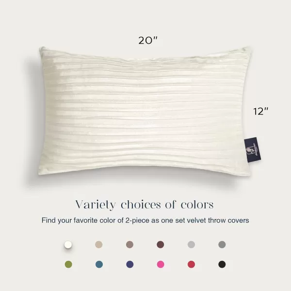 Phantoscope Pack of 2 Velvet Decorative Throw Pillow Covers  Crushed Velvet Handmade Pleated Design  Soft Solid Square Pillow Case for Couch Bed and Chair Beige 18 x 18 inches 45 x 45 cmOff White
