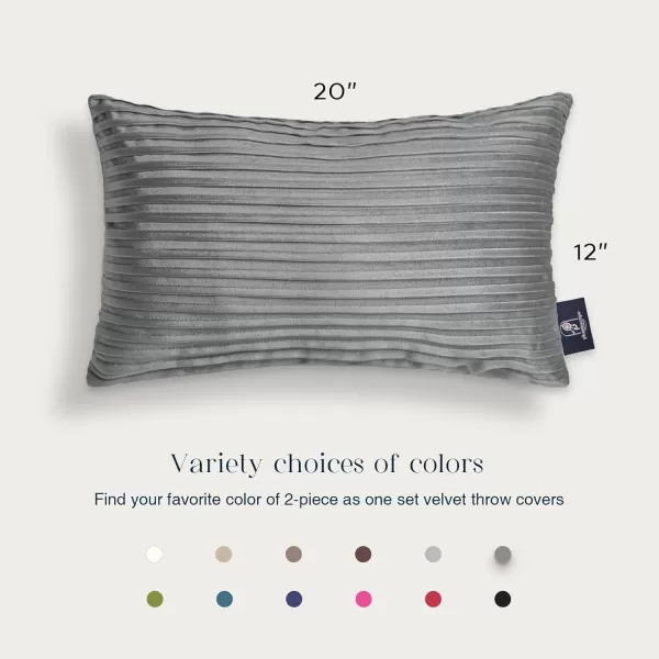 Phantoscope Pack of 2 Velvet Decorative Throw Pillow Covers  Crushed Velvet Handmade Pleated Design  Soft Solid Square Pillow Case for Couch Bed and Chair Beige 18 x 18 inches 45 x 45 cmGray