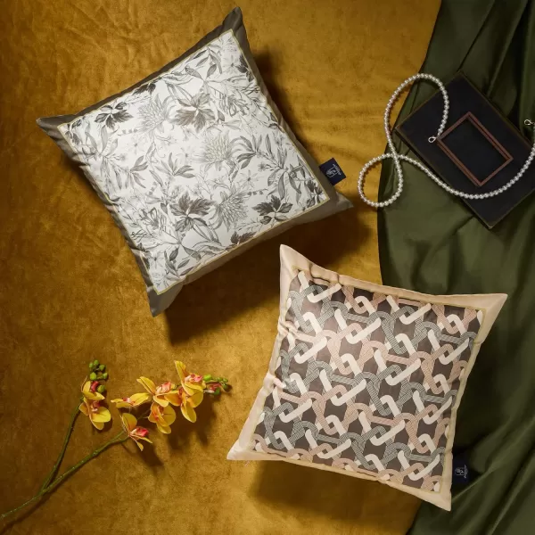Phantoscope Pack of 4 Velvet Throw Pillow Covers Decorative Soft Velvet Pillows Vintage Chinoiserie Pillow Covers Square Cushion Case for Couch Bed Sofa BlueGreyWhite 18x18 inchesLight Coffee