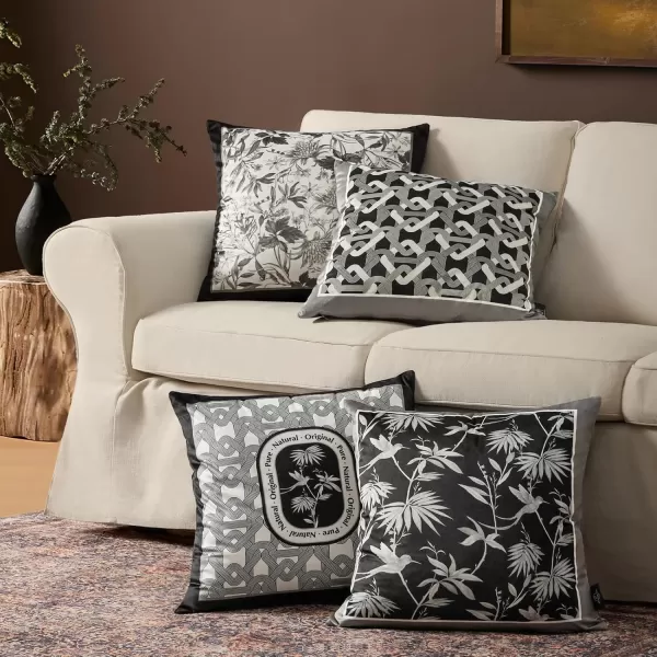 Phantoscope Set of 4 New Living Series Halloween Velvet Pillows Leaf Geometric Throw Decorative Fall Velvet Pillow Cover Cushion Cover Orange and Black 18 x 18 inches 45 x 45 cmBlack and Grey