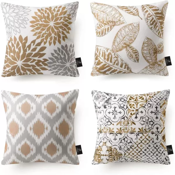 Phantoscope Set of 4 New Living Series Halloween Velvet Pillows Leaf Geometric Throw Decorative Fall Velvet Pillow Cover Cushion Cover Orange and Black 18 x 18 inches 45 x 45 cmCoffee