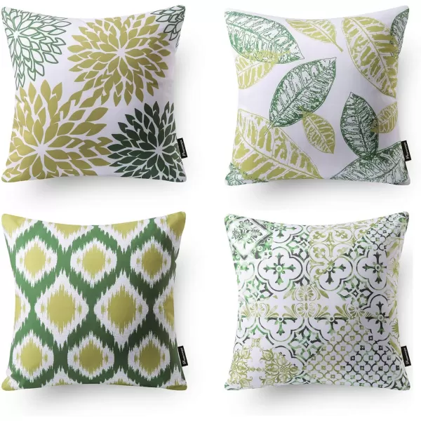 Phantoscope Set of 4 New Living Series Halloween Velvet Pillows Leaf Geometric Throw Decorative Fall Velvet Pillow Cover Cushion Cover Orange and Black 18 x 18 inches 45 x 45 cmDark Green