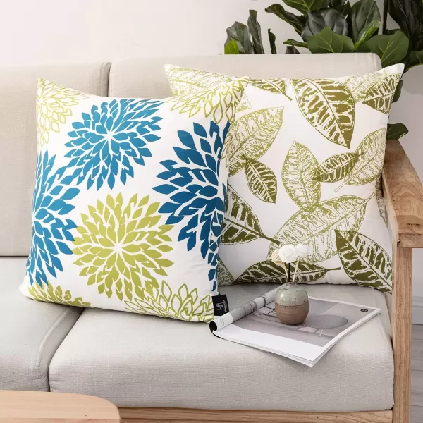 Phantoscope Set of 4 New Living Series Halloween Velvet Pillows Leaf Geometric Throw Decorative Fall Velvet Pillow Cover Cushion Cover Orange and Black 18 x 18 inches 45 x 45 cmBlue